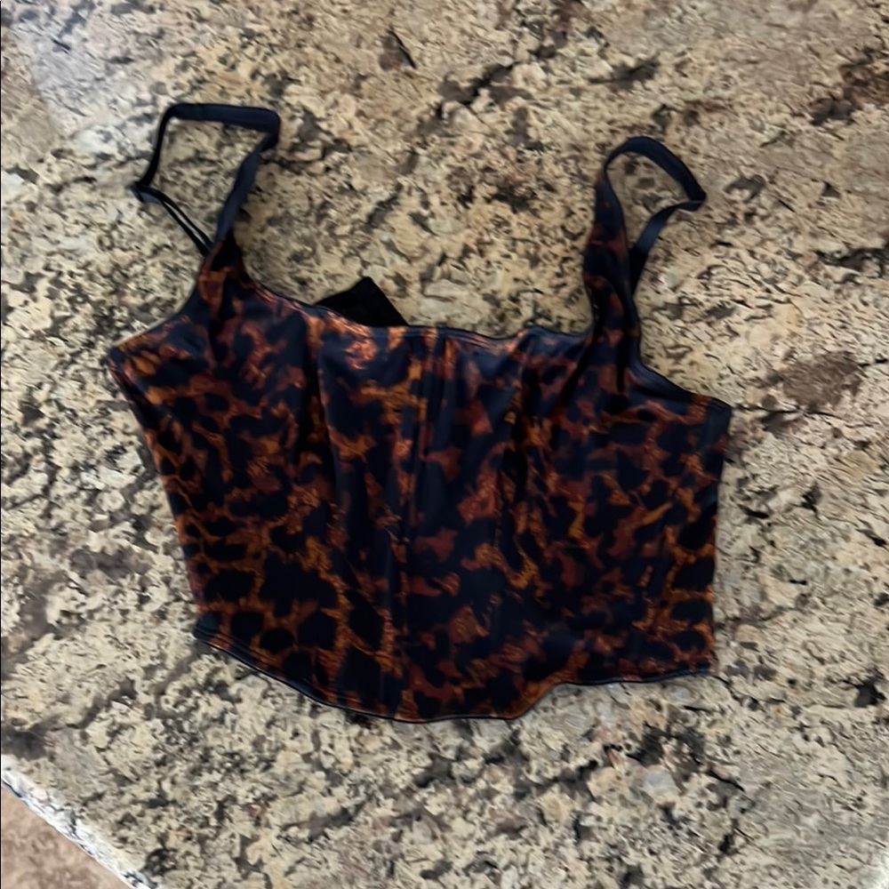 Orange and Red Sleeveless Bustier Tank Top